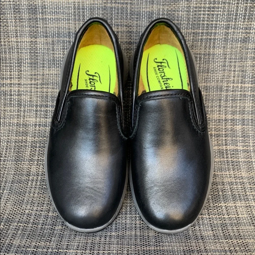 Florsheim Boys Great Lakes Jr. Plain Black Leather Slip-On Dress Shoes Size 10